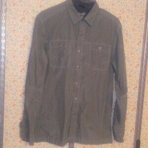 KUHL - Men's Medium Long Sleeve Button Down Green / Grey Shirt Outdoor Rugged